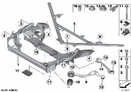 FRNT AXLE SUPPORT,WISHBONE/TENSION STRUT diagram for BMW X1 E84 16d