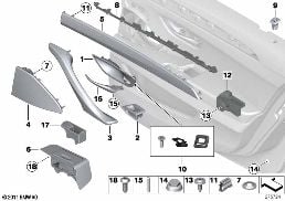 MOUNTING PARTS, DOOR TRIM, REAR diagram for BMW 5 Series F11 550i