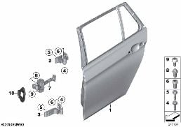 REAR DOOR - HINGE/DOOR BRAKE diagram for BMW 3 Series F31 316d