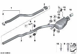 système d'échappement arrière diagram for BMW 5 Series F10 LCI 525d