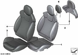 座椅 前部 Recaro 跑車座椅 diagram for BMW MINI Clubman R55 LCI Cooper