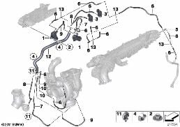 VACUUM CONTROL EXHAUST TURBOCHARGER diagram for BMW 4 Series F33 LCI 435dX
