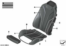 Individual bekleding sportstoel voor diagram for BMW 6 Series F13 LCI 640i