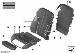 コンフォート シート Indivi.カバー レザー diagram for BMW 6 Series F13 LCI 650i