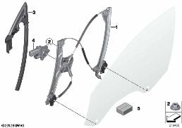 DOOR WINDOW LIFTING MECHANISM FRONT diagram for BMW 6 Series F06 Gran Coupé 650i