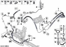 液压助力转向机构 油管/动态行驶稳定装置 diagram for BMW 7 Series F02 740Li