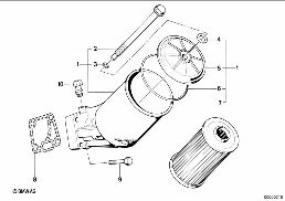 Смазочная система-масляный фильтр diagram for BMW 7 Series E32 735i