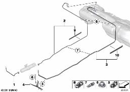 Tuyau du combustible et pièces de fixat. diagram for BMW 3 Series F31 320d
