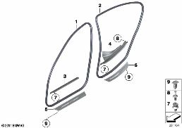 EDGE PROTECTOR / TRIM FOR ENTRY diagram for BMW 5 Series F11 550i