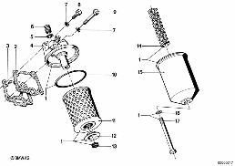 Olievoorziening-Oliefilter diagram for BMW 7 Series E23 735i