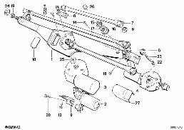 Einzelteile Scheibenwischanlage diagram for BMW 7 Series E32 750iL