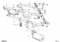 ชิ้นส่วนแยก,ระบบล้างทำความสะอาดกระจกหน้า diagram for BMW 7 Series E23 728i