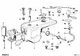 WASH PUMP/FLUID CONTAINER diagram for BMW 7 Series E23 728