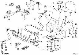 Scheinwerferreinigungsanlage diagram for BMW 7 Series E32 750iL