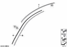 Střešní ozdobná lišta/střešní lišta diagram for BMW 6 Series F13 LCI 640dX