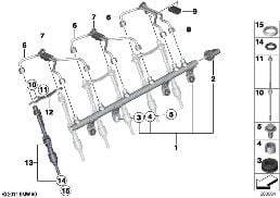 HIGH-PRESSURE RAIL/INJECTOR/LINE diagram for BMW 3 Series E90 LCI 335i