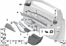 SURFACE-MOUNTED PARTS, DOOR PANEL, FRONT diagram for BMW 5 Series F11 550i