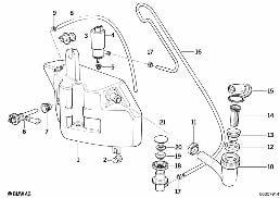 個別部品､R ウィンドウ ウォッシャー diagram for BMW 5 Series E34 525tds
