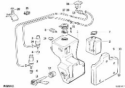 Onderdelen v ruitesproeier diagram for BMW 5 Series E34 540i