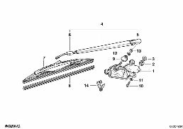 Jednotlivé díly stěrač zadního skla diagram for BMW 3 Series E36 323ti