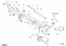 Pieces p installation essuie-glace diagram for BMW 7 Series E38 750iLS