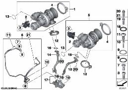 Турбонагнетатель со смазкой diagram for BMW X6 E71 50iX
