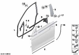 TRIM AND SEALS FOR DOOR, FRONT diagram for BMW 6 Series F06 Gran Coupé 650i