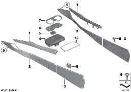 Piezas montadas consola central diagram for BMW 7 Series F02 740Li