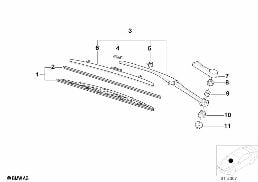 Bras/raclette d'essuie-glace gauche diagram for BMW 5 Series E39 525td