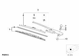 Bras/raclette d'essuie-glace droit diagram for BMW 5 Series E39 525td