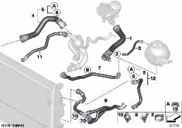 COOLING SYSTEM COOLANT HOSES diagram for BMW 1 Series F20 LCI 125i