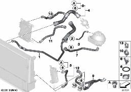 Flexibles système de refroidissement diagram for BMW 3 Series F30 LCI 328i