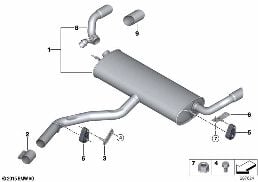 Układ wydechowy tylny diagram for BMW X5 E70 LCI 35iX