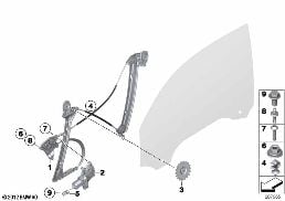 DOOR WINDOW LIFTING MECHANISM FRONT diagram for BMW 2 Series F22 228i