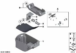 Bandeja de consola central diagram for BMW 7 Series F02 740Li