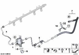 HIGH-PRESSURE PUMP/TUBING diagram for BMW 3 Series F31 335iX
