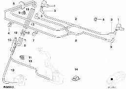 Pieces p dispositif lave glace intensif diagram for BMW 7 Series E38 750iLS