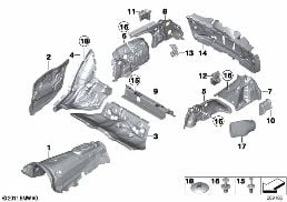 SOUND INSULATING REAR diagram for BMW 5 Series F11 550i