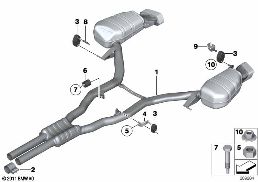 EXHAUST SYSTEM, REAR diagram for BMW 5 Series F10 LCI M550dX
