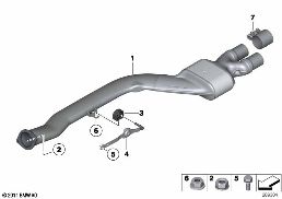 CATALYTIC CONVERTER/FRONT SILENCER diagram for BMW 5 Series F10 LCI M550dX
