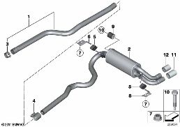 EXHAUST SYSTEM, REAR diagram for BMW 1 Series F21 125d