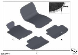 INDIVIDUAL FLOOR MATS, LEATHER BORDER diagram for BMW 7 Series F02 LCI 730Ld