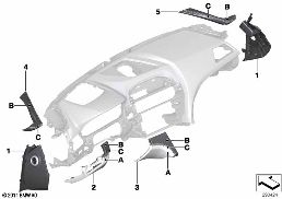 取付け部品 Indi.ダッシュ パネル diagram for BMW 6 Series F13 LCI 650i