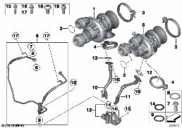 EXHAUST TURBOCHARGER WITH LUBRICATION diagram for BMW 6 Series F12 LCI 650i