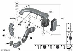 INTAKE MUFFLER/FILTER CARTRIDGE/HFM diagram for BMW 5 Series F10 LCI M550dX