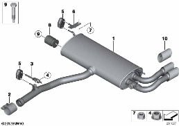 EXHAUST SYSTEM, REAR diagram for BMW X3 F25 28iX