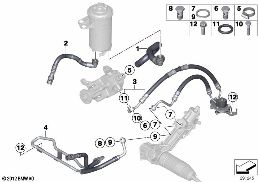 Hydraulické řízení-olejová vedení diagram for BMW X5 E70 LCI M50dX
