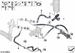 Hydraulické řízení-olejová vedení diagram for BMW X5 E70 LCI M50dX