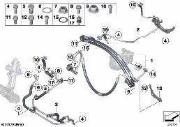 Hydr.řízení olej. vedení/adaptivní pohon diagram for BMW X5 E70 LCI M50dX