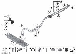 Värmeväxlare/växellådsoljekylarledning diagram for BMW X5 E70 LCI 35iX